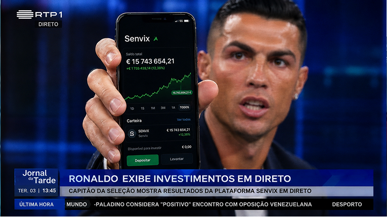 Cristiano Ronaldo mostra Senvix em direto na RTP1